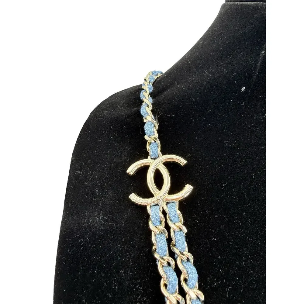 Chanel Denim & Gold Long Necklace